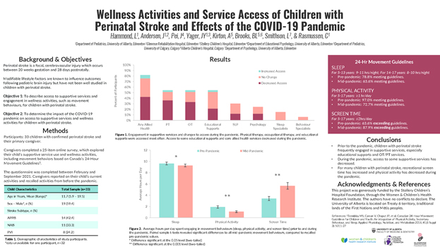 Wellness Activities and Service Access of Children with Perinatal Stroke and Effects of the COVID-19 Pandemic