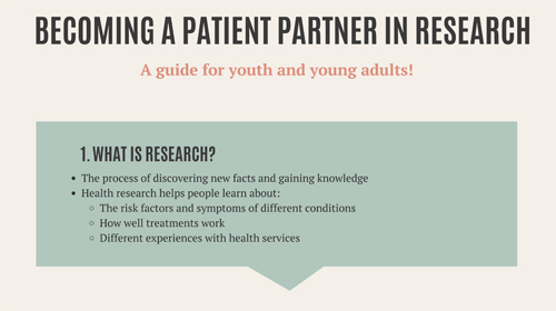 A Youth's Guide to Becoming a Patient Partner in Research