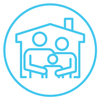 icon depicting a family shielded by their home's roof