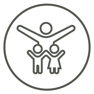 icon depicting an adult and two kids with their arms open