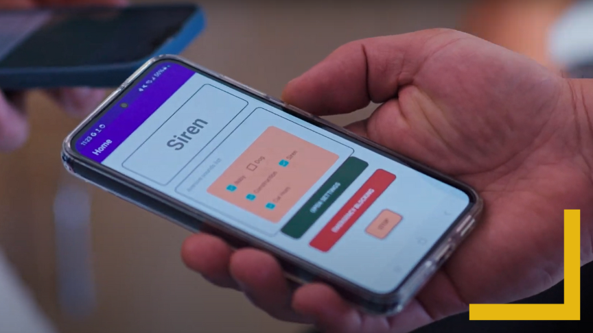 The sound-sensitivity prototype's interface shown on a smartphone