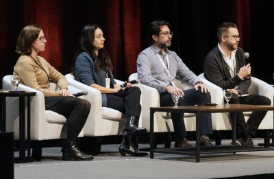 Monica Halsey, second from the left, is seated with the other presenters for the "Autism Diagnostic Clinical Pathways: A Collaborative Approach to Improve Family and Clinician Experience" presentation at the Childrens Healthcare Canada Annual Conference 2024.